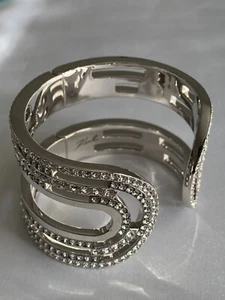 Karl Lagerfeld Drama Concentric Hinge Cuff Bangle with Crystal from Swarovski - Picture 1 of 15