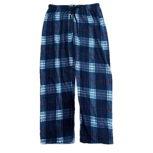 Men's Fleece Drawstring Checker Plaid Pajama Lounge Pants Sleepwear - Navy XL - Picture 1 of 5