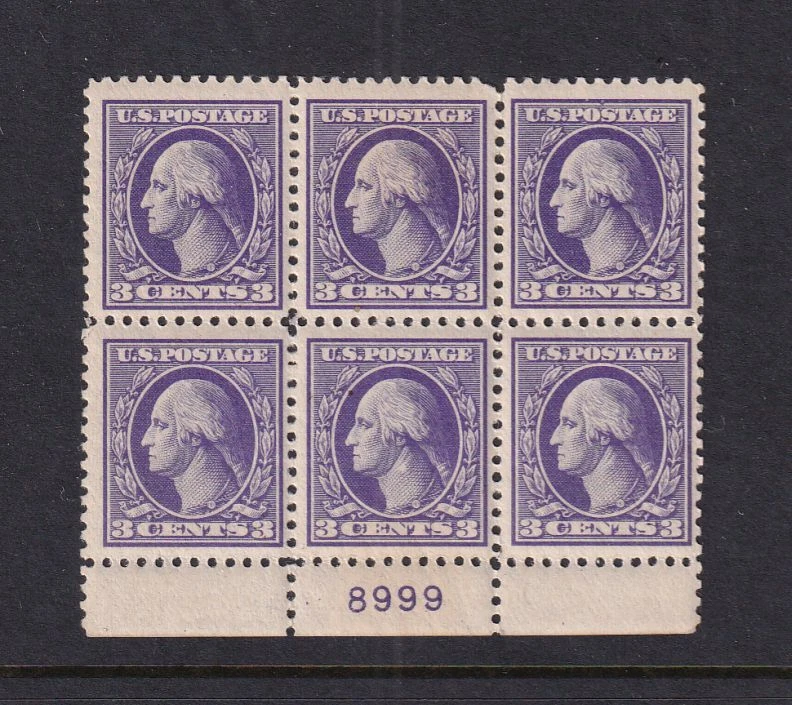 1918 Washington 3c Sc 530 MNH with original gum, XF, plate block of 6 (CG - Image 1 of 1