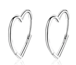 Womens Girls 925 Sterling Silver Love Heart Hoop Earrings Jewellery Gift Hoop UK - Picture 1 of 4