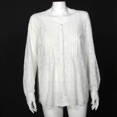 Hermosa Blusa Meadow Rue Blanca Bordada Transparente Fluida Top Talla M - 479 Foto 1 de 4