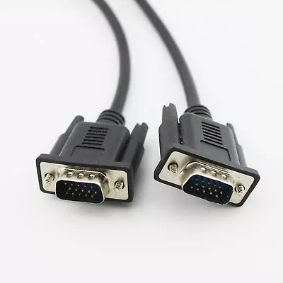 1x VGA 15 Pin Male to Male Plug Computer Monitor Cable Wire Cord 1FT/30CM Black - Image 1 of 4