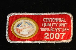 CENTENNIAL QUALITY UNIT - 100% BOYS LIFE 2007 AWARD PATCH - BSA 1910-2010 - Picture 1 of 1