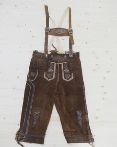 Trachten Lederhose Grösse 46 Wildleder bestickt Kniebund used look Neu - Bild 1 von 3