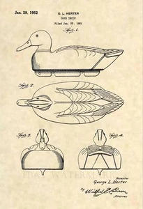 Official Duck Decoy US Patent Art Print - Vintage Antique Robertson Dynasty 460 - Picture 1 of 3