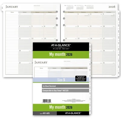 2026 At-A-Glance 491-685 Monthly Planner Refill, Size 5, 8-1/2 x 11"