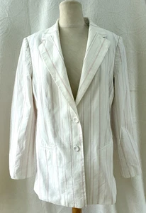 Rebecca Taylor "Tailored" Damen weiß rosa Nadelstreifen Blazer Größe 10 - Bild 1 von 15
