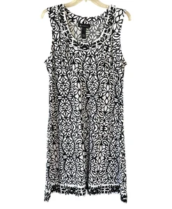 INC International Concepts Women's Size XL Black White Beaded Sleeveless Dress - Picture 1 of 7