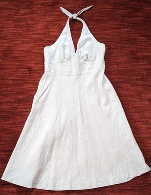 Top halter de lino Saks Fifth Avenue Threads Resort/espalda abierta, talla 8 Foto 1 de 4