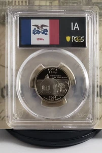 Cuarto de etiqueta estatal 2004-S - Iowa - PCGS PR70DCAM - ¡Excelente calidad! 0760 - Imagen 1 de 6