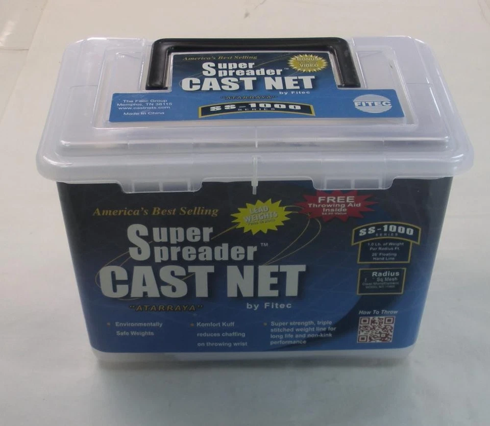 FITEC 11470 Ss1000 Super Spreader Cast Net Clear Mono 5 8" 7 Coated Steel