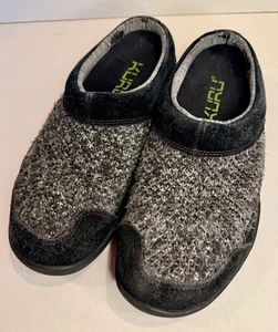 Kuru Draft schwarz grau Wildleder Strick Slipper Clog Hausschuhe Schuhe 9 Gummisohle - Bild 1 von 6