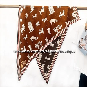 Sallys 70% Cashmere & 30% Silk Scarf Dogs Print Large Triangle Shawl 195*125cm - Picture 1 of 18