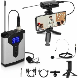 Depusheng Sistema de micrófono Lavalier inalámbrico Micrófono de Solapa con peta - Imagen 1 de 10