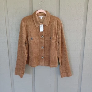 J Jill Textured Corduroy Jacket Size Tall LT Women Cotton Blend Button In Vicuna - Picture 1 of 12