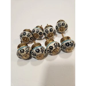 Handpainted porcelain knobs - 8 knobs approximately 1.5 in wide - Picture 1 of 3