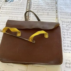 Vintage Leather Sheet Music Satchel Document Holder With Sheet Music - Picture 1 of 9