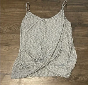 Kaileigh Light Gray & White Striped Twist Front Camisole, Size Small - Picture 1 of 6