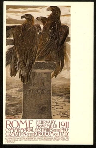 1911 ROME ITALY International Art Exhibition PC Poster EAGLES Signed CAMBELLOTTI - Picture 1 of 2