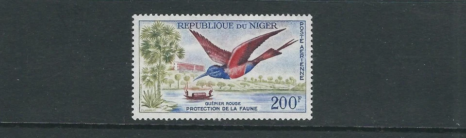NIGER 1961 NUBIAN CARMINE BEE_EATER (Scott C15) en estado bastante bueno MLH  Foto 1 de 1