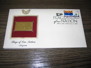 2008 Flags of Our Nation Arizona Replica FDC FDI 22kt Gold Golden Cover Stamp - Picture 1 of 3
