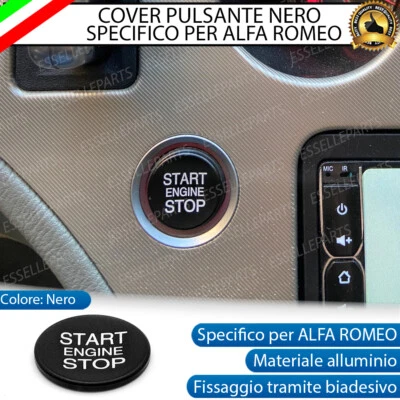 ESL COVER PULSANTE START STOP ALFA 159 BRERA SPIDER TASTO ACCENSIONE NERO ALLUMINIO
