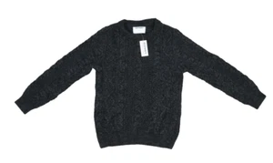 Old Navy Cable Knit Crew Neck Sweater Panther Gray Pullover Cotton Boys S (6/7) - Picture 1 of 9