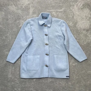 Vintage Saint James Sweater Womens 14 Blue Cardigan Pockets Fish Wooden French - Picture 1 of 15