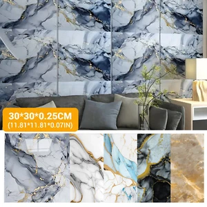 1~30 PCV Self-Adhesive Marble Tiles Sticker Stick On Wall Floor Kitchen Bathroom - Picture 1 of 28