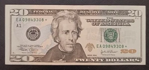 2004 Twenty Dollar Federal Reserve Star Note - Boston - EA 09849308* - Nice - Picture 1 of 2