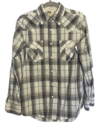 Coastal Shirt Mens Small Button Down Long Sleeve Pearl Snap Plaid Western Top - Image 1 of 4