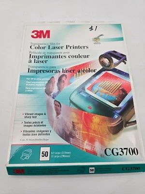 3M Transparency Film HP Color LaserJet Printer 48 Sheets CG3700 - Image 1 of 2