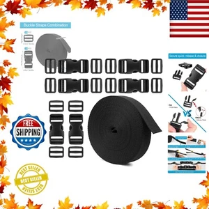 1 Inch 11 Yards Nylon Webbing Strap With 10PC Plastic Buckle + 12PC Side Release - Foto 1 di 9