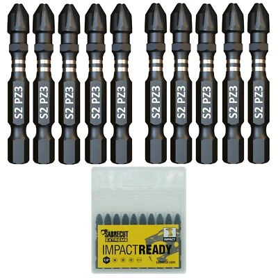 10x 50mm SabreCut PZ3 Impact Drill Driver Screwdriver Bits Set POZI PROFESSIONAL