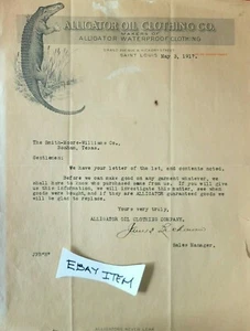 1917 L. A. Burch LETTERHEAD Saint Louis Missouri ALLIGATOR OIL CLOTHING COMPANY - Bild 1 von 2