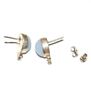 Solid Sterling Silver 925 Studs Earrings Light Blue Gemstones STAMPED - Picture 1 of 5