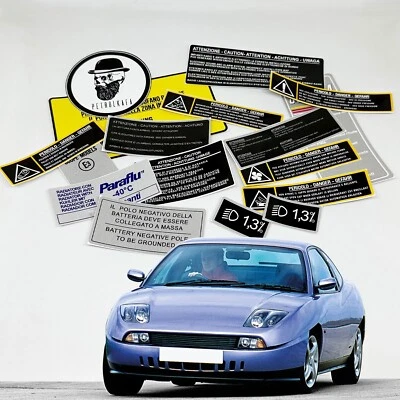Etiquetas adhesivas de advertencia de restauración de coche Fiat Coupé 2.0 debajo del capó Foto 1 de 4