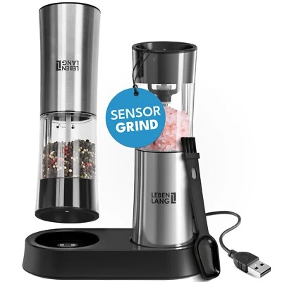 LEBENLANG elektrische Salz- und Pfeffermühle | mit Akku & Automatik-Kipp-Sensor - Bild 1 von 4