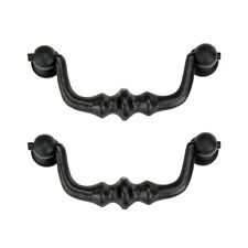 Black Drawer Bail Pull 4.38" L Wrought iron Drop Style Swing Handles Pack of 2