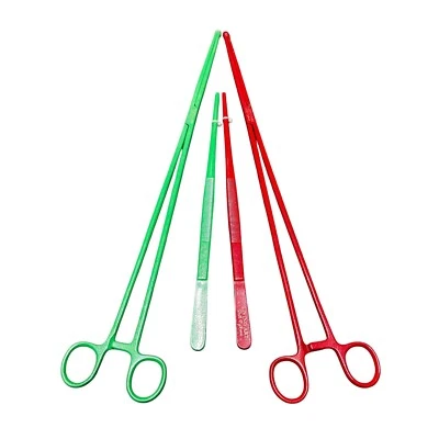 LABP Sparkle Reptile Feeding Tongs & Tweezers - 12"/18", Red/Green