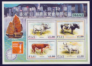 1997 Fiji Sc #786 - $1 s/s - Cattle Cow Types, Hong Kong Phila Expo. MNH Cv$8.50 - Picture 1 of 1