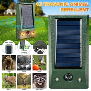 Solar Ultrasonic Garden Deterrent Repeller Animal Bird Cat Scarer Pest Fox Dog - Picture 1 of 14