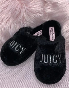 Juicy Couture Women’s JC-ERIS- Black Silver Faux Fur Slipper Size S (5-6) New - Picture 1 of 13