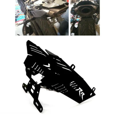  Soporte de montaje de placa de matrícula para guardabarros trasero negro para Honda CBR600RR 2007-2011 Foto 1 de 4