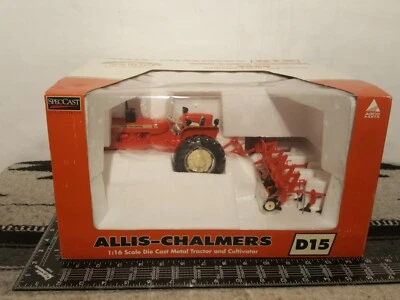 Allis Chalmers D15 w/4 Row Cultivator 1/16 Diecast Tractor Replica by SpecCast - Image 1 of 4