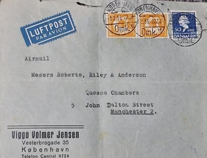 Old Stamp Addressed Airmail Envelope From Denmark, Postmark 1 February 1922 - Picture 1 of 2