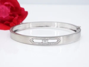 Penny Preville Openwork Diamond Hinged Bangle Bracelet 18k White Gold 6.5" BG898 - Picture 1 of 6