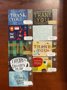 Lote de 13 NUEVAS Tarjetas de Regalo Starbucks Muchas Gracias 2012 - 2017 $0 NOVALOR - Imagen 1 de 1