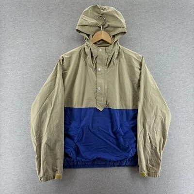 Vintage Reyn Spooner Mens Jacket Beige Blue Medium Cotton Canvas 1/2 Zip Hooded - Image 1 of 4