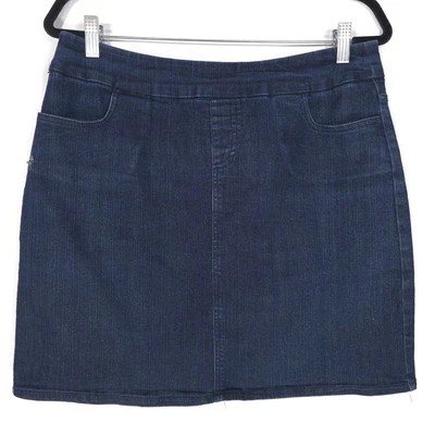 Mini Skort de mujer Soft Surroundings azul denim con bolsillos elásticos 2BJ94 MEDIANO Foto 1 de 4